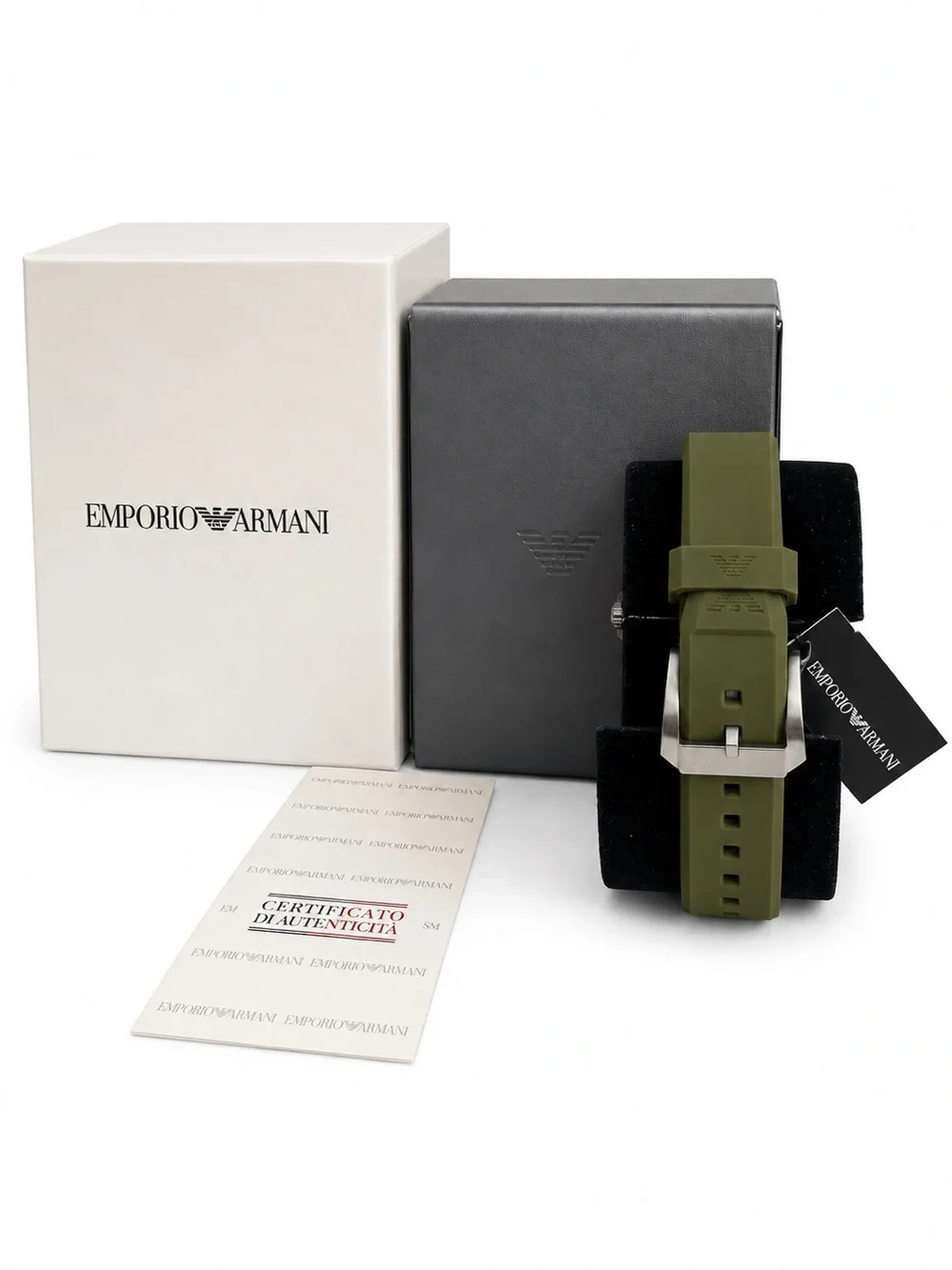 NEW Emporio Armani Men's Silicone Watch with Olive Green AR11699